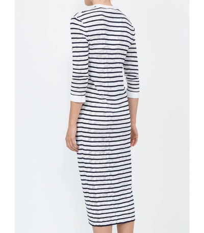Shop Chloé Striped Jersey Midi Dress In Black/white