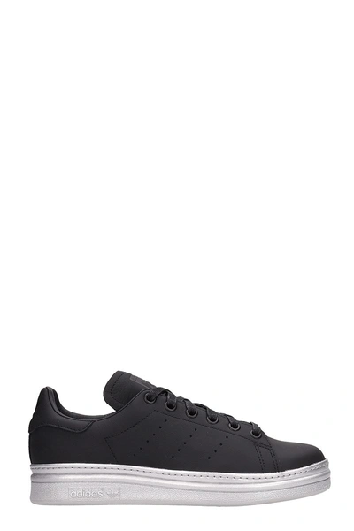 Shop Adidas Originals Black Leather Stan Smith New Bold Sneakers