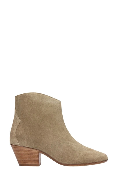 Shop Isabel Marant Dacken Taupe Suede Leather Ankle Boots