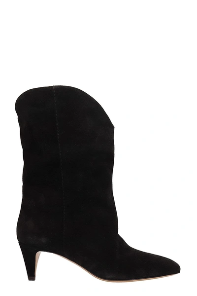 Shop Isabel Marant Dernee Black Suede Ankle Boots
