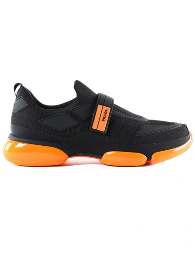 Shop Prada Cloudbust Sneakers In M Nero+arancio Fluo