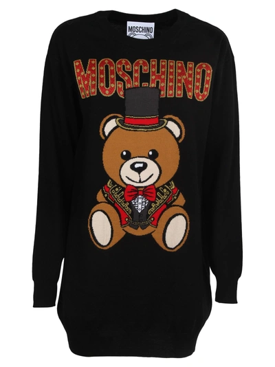 Shop Moschino Teddy Bear Knit Sweater Dress