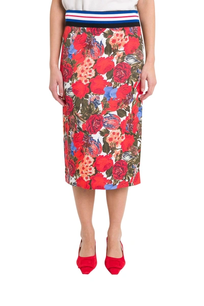 Shop Marni Floral Midi Skirt In Red