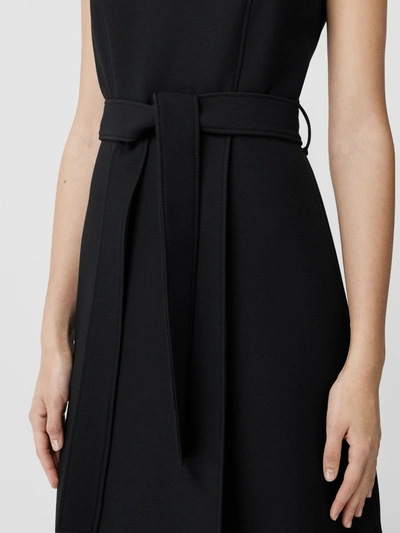 Shop Burberry Wool Silk Belted Dress In Black