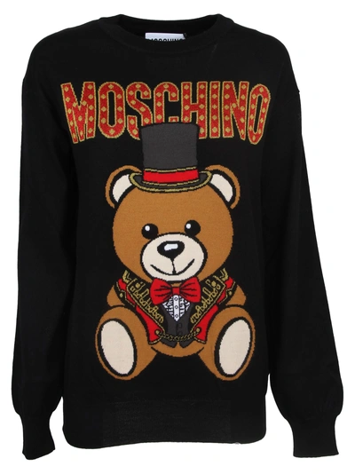 Shop Moschino Teddy Bear Knit Sweater In 1555
