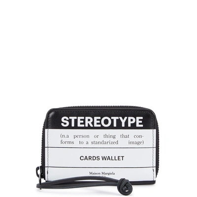 Shop Maison Margiela Stereotype Printed Leather Card Holder In Black And White