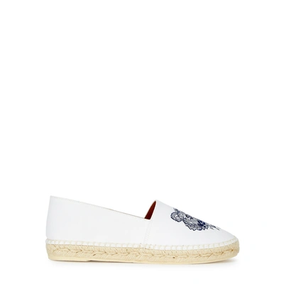 Shop Kenzo Off-white Tiger-embroidered Canvas Espadrilles