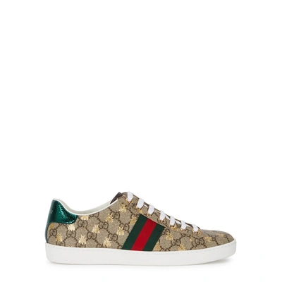 Gucci Ace Gg Supreme Bee-print Monogrammed Sneakers In Beige