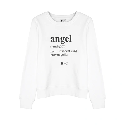 Shop A Black & White Story Angel-print Cotton Sweatshirt In White And Black