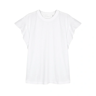 Shop Victoria Victoria Beckham White Ruffled Cotton T-shirt