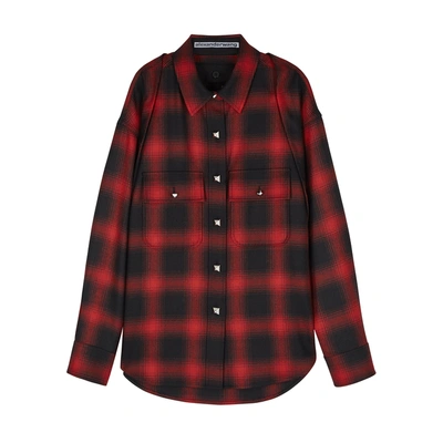 Shop Alexander Wang Red Checked Wool Flannel Shirt