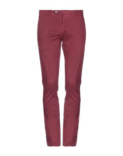 Shop Berwich Man Pants Burgundy Size 38 Cotton, Elastane In Red