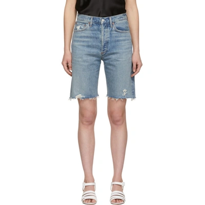 Shop Agolde Blue Denim 90s Loose Fit Shorts In Roundabout