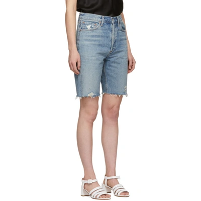 Shop Agolde Blue Denim 90s Loose Fit Shorts In Roundabout