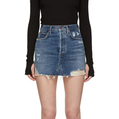 Shop Agolde Blue Quinn Hi-rise Miniskirt In Ransom
