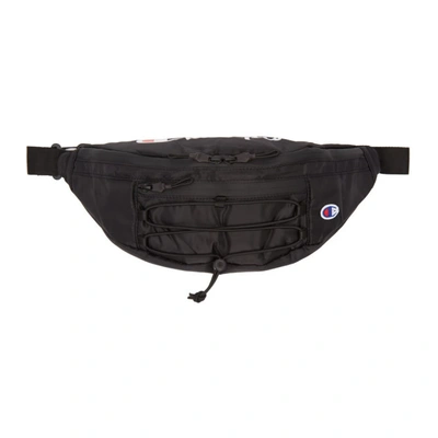 Shop Champion Reverse Weave Black Lace-up Logo Belt Bag In 003 Black