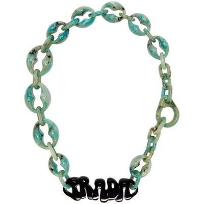 Shop Prada Green Logo Chunky Necklace In F0xs1 Anis