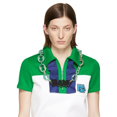 Shop Prada Green Logo Chunky Necklace In F0xs1 Anis