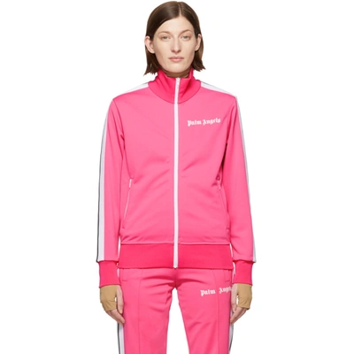 Shop Palm Angels Pink Classic Track Jacket In Fuxia/white