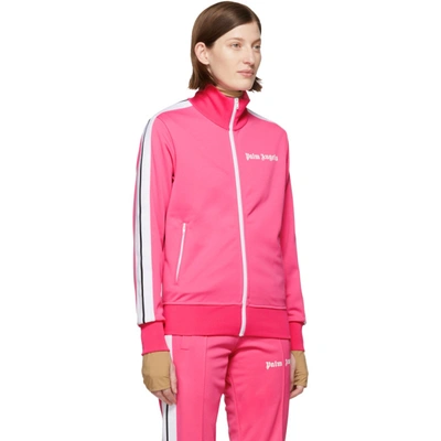 Shop Palm Angels Pink Classic Track Jacket In Fuxia/white