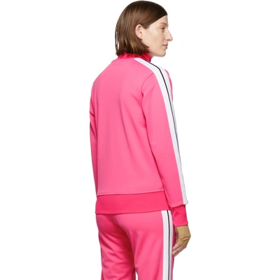 Shop Palm Angels Pink Classic Track Jacket In Fuxia/white