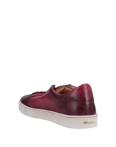 Shop Santoni Man Sneakers Burgundy Size 6 Soft Leather In Red