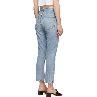 Shop Agolde Blue Riley Hi Rise Straight Crop Jeans