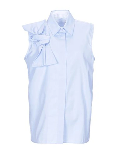 Shop Victoria Victoria Beckham Solid Color Shirts & Blouses In Sky Blue