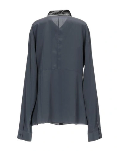 Shop Dorothee Schumacher Silk Shirts & Blouses In Steel Grey