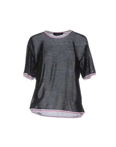 Shop Dsquared2 Woman T-shirt Black Size M Silk, Cotton, Polyamide