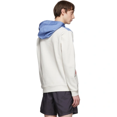 Shop Fendi Off-white & Blue ' Mania' Hoodie