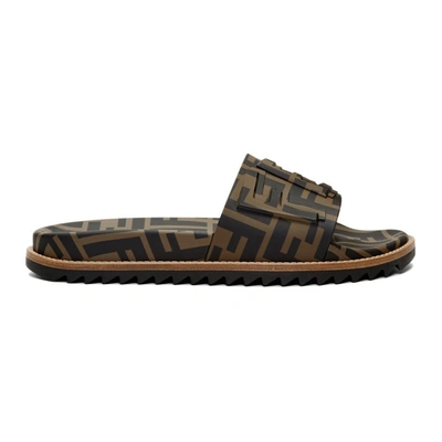 Shop Fendi Brown Forever  Slides In F1425.brown