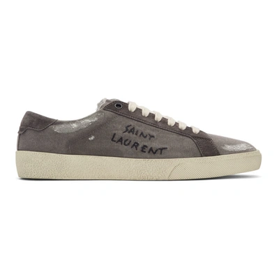 Shop Saint Laurent Grey Destroyed Sl/06 Court Classic Sneakers