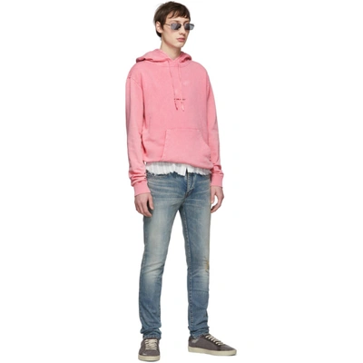 Shop Saint Laurent Pink Rive Gauche Logo Hoodie