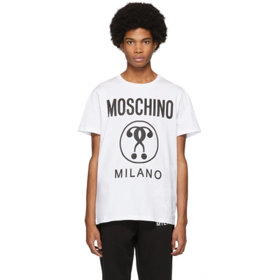 Shop Moschino White Double Question Mark T-shirt In A1001 White