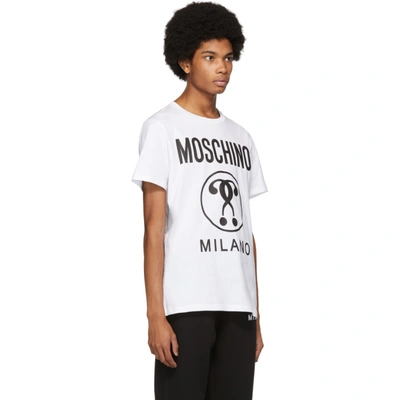 Shop Moschino White Double Question Mark T-shirt In A1001 White