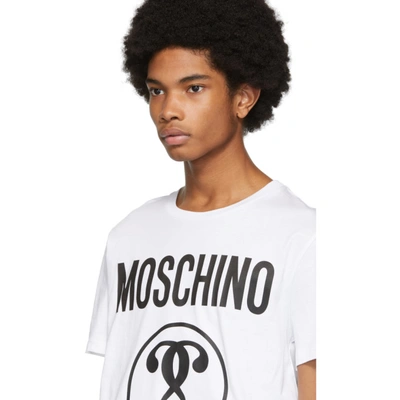 Shop Moschino White Double Question Mark T-shirt In A1001 White