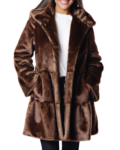Shop Fabulous Furs Faux Fur Tiered Swing Coat In Copper Mink