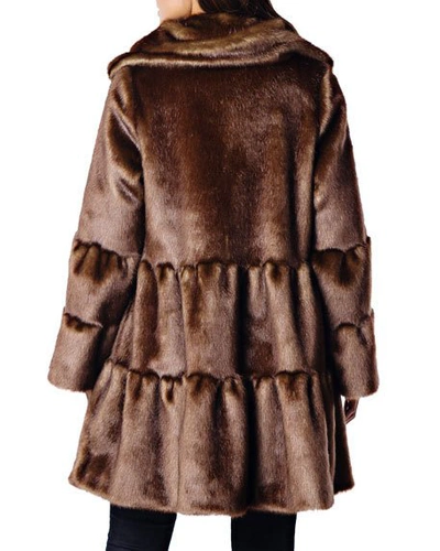 Shop Fabulous Furs Faux Fur Tiered Swing Coat In Copper Mink