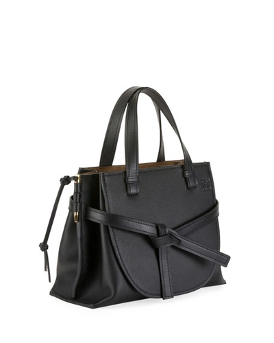 Shop Loewe Gate Small Leather Top-handle Tote Bag In Black