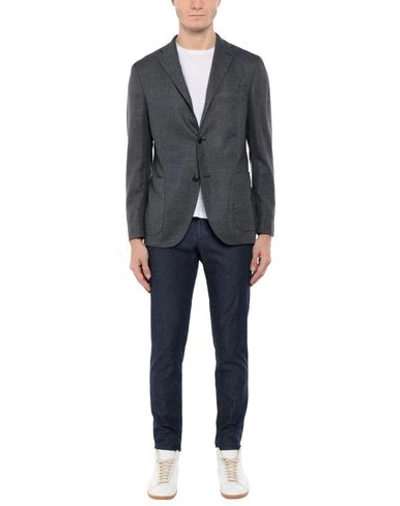 Shop Boglioli Man Suit Jacket Lead Size 44 Virgin Wool, Polyester In Grey