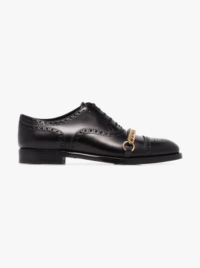 Shop Burberry Black Lewis Lace Up Chain Detail Leather Brogues