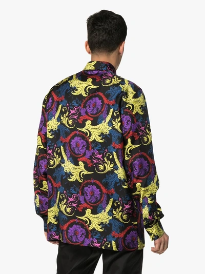 Shop Versace Paisley Print Silk Shirt In A708 Multicoloured