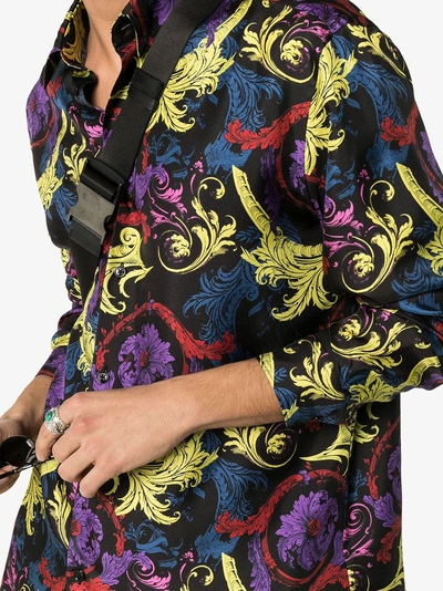 Shop Versace Paisley Print Silk Shirt In A708 Multicoloured