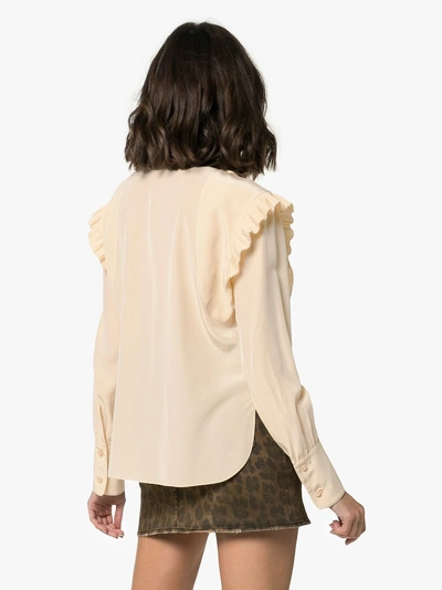 Shop Chloé Ruffle Detail Silk Blouse In 24n Beach Beige