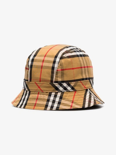 Shop Burberry Multicoloured Vintage Check Cotton Bucket Hat In Antique Yellow Ip Chk