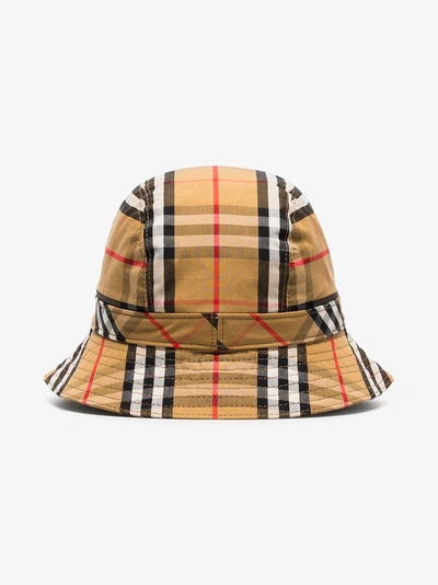 Shop Burberry Multicoloured Vintage Check Cotton Bucket Hat In Antique Yellow Ip Chk