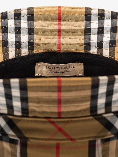 Shop Burberry Multicoloured Vintage Check Cotton Bucket Hat In Antique Yellow Ip Chk