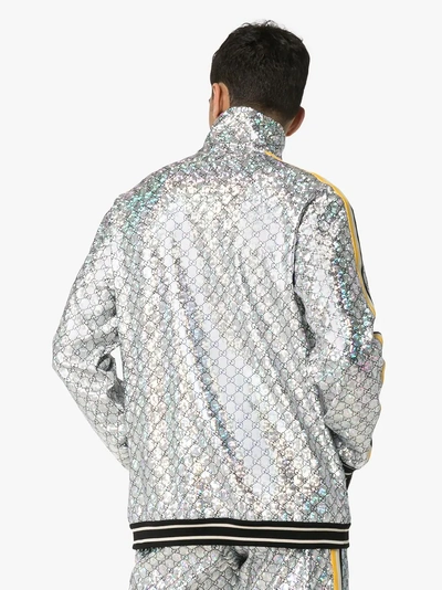 Shop Gucci Laminated Sparkling Gg Jacket In 1092 Grey