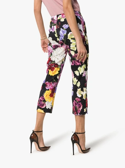 Shop Dolce & Gabbana Broccato Floral Printed Trousers In Multicoloured